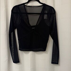 NWT Abercrombie Black Mesh Long Sleeve Top